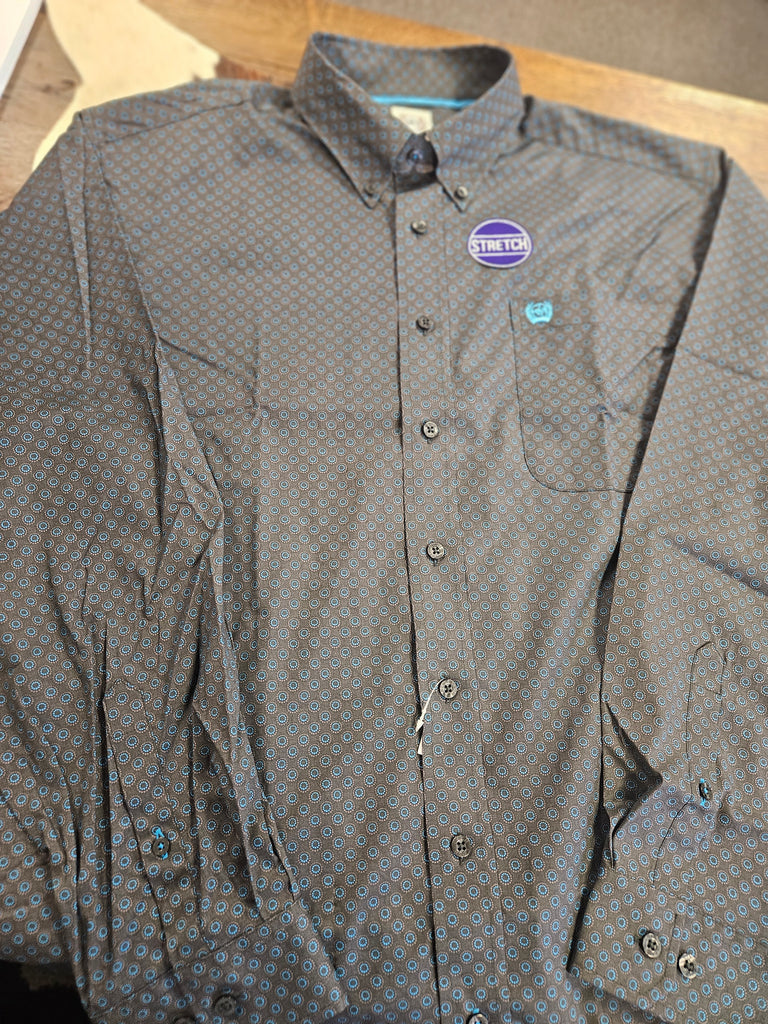 CINCH MENS CHARCOAL LS BUTTON UP SHIRT
