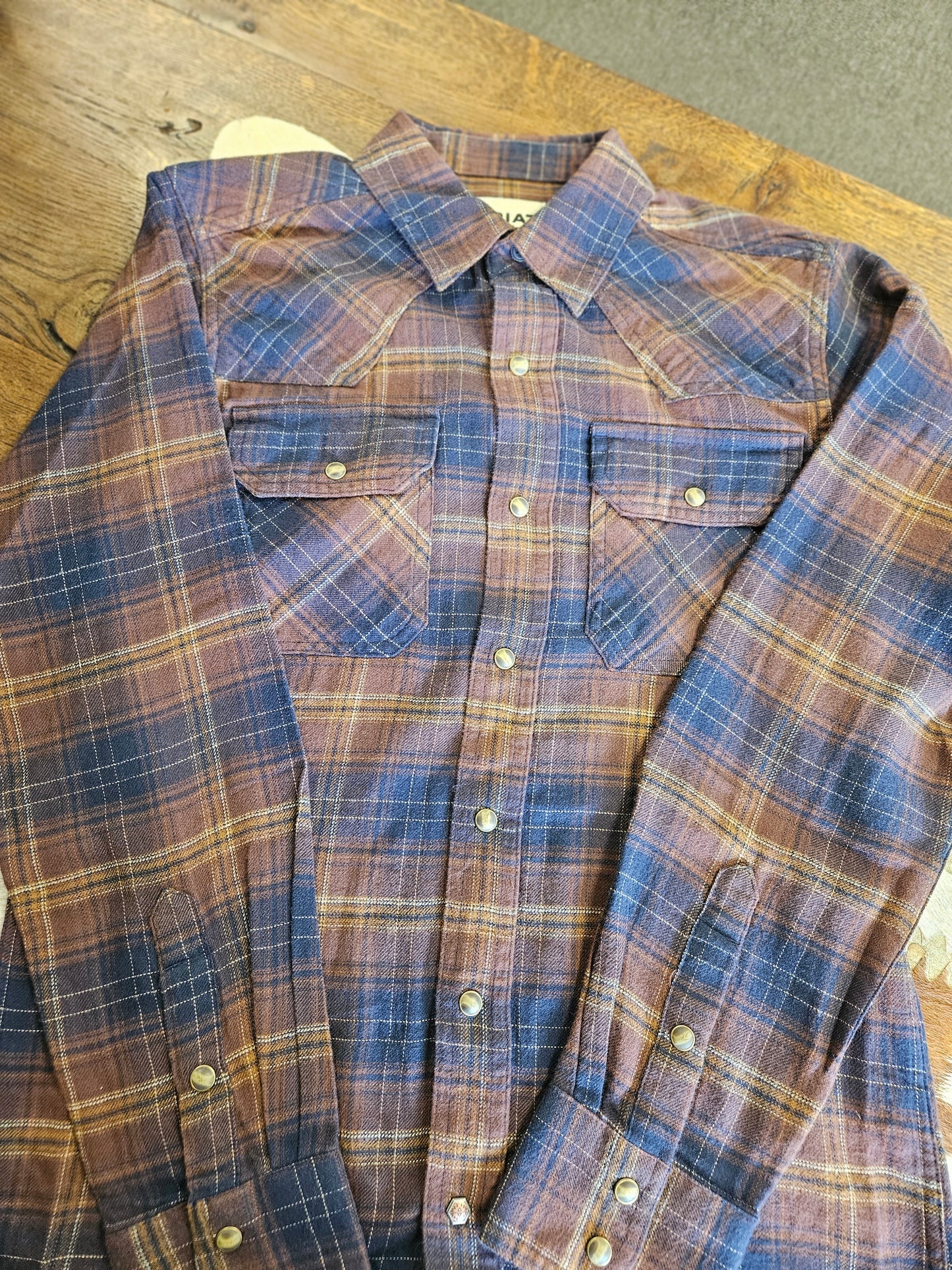 Ariat Mens Harleigh Retro Snap LS Shirt Dark Brown