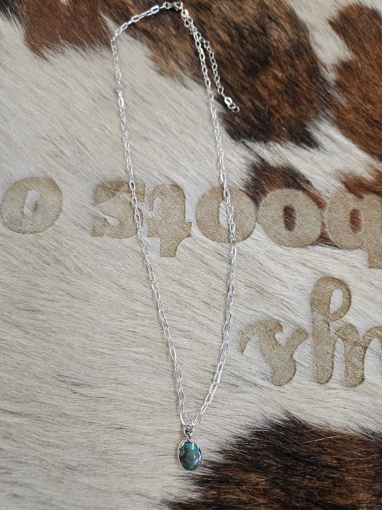 BOHO SOL OVAL PAPERCLIP STERLING SILVER NECKLACE