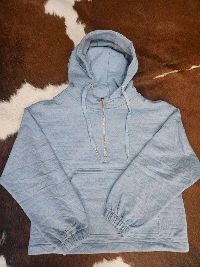 HOOEY WOMENS MAZATLAN ASHLEY BLUE QUARTER ZIP HOODY