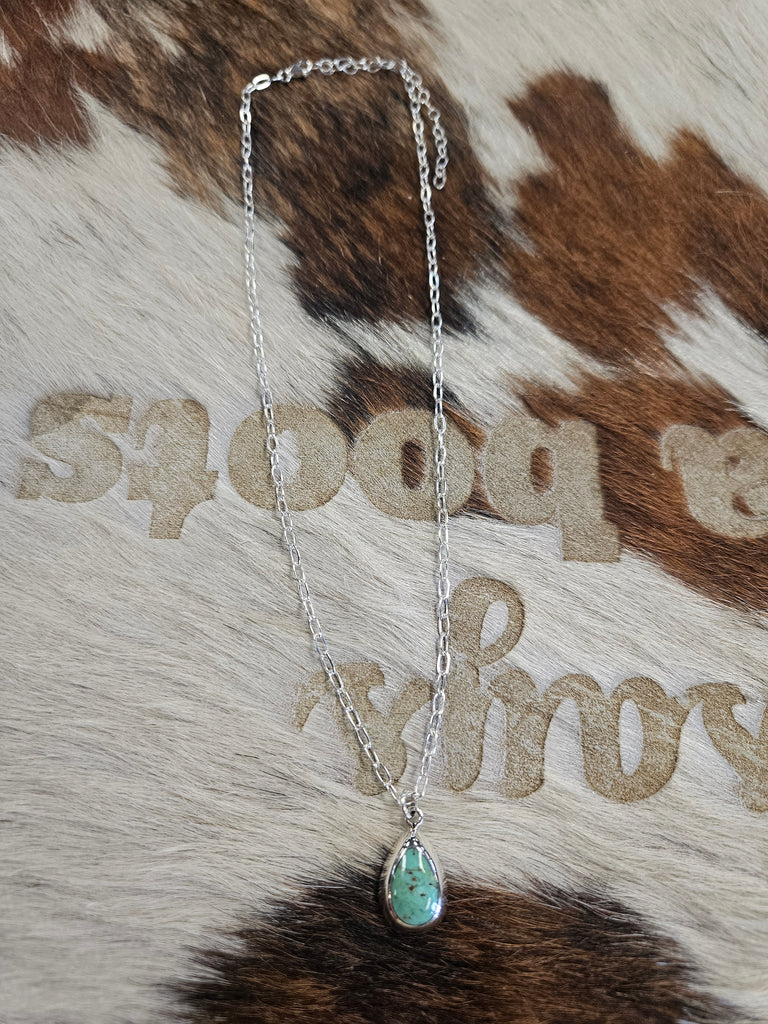 BOHO SOL TEARDROP PAPERCLIP DAINTY NECKLACE STERLING SILVER