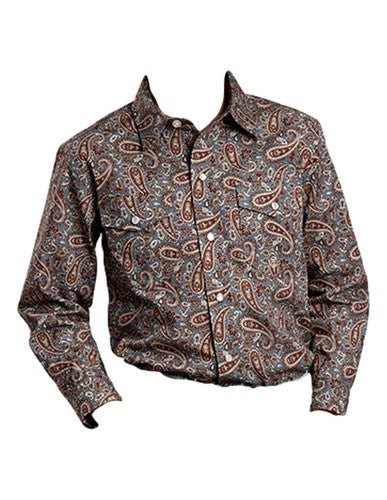 Roper Western Shirt Boys L/S Snap Paisley Gray