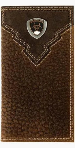 Ariat Rodeo Overlay Shield Brown Rowdy Leather Wallet A35620282