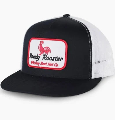 Whiskey Bent Hat Co Rowdy Rooster Black & White Trucker Hat