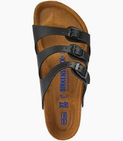 BIRKENSTOCK FLORIDA BLACK BIRKO-FLOR SOFT FOOTBED SANDAL