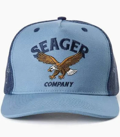 Seager Bradley Trucker Hat in Faded Denim