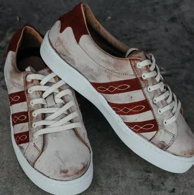 Agavesky Women's Sheridan Game Day Rust Leather Tennis Shoe