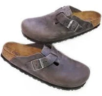 BIRKENSTOCK Boston Soft Footbed Oiled Leather Clogs-IRON