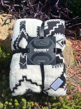 Hooey Fleece Blanket White /Black Aztec
