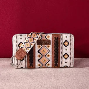 Wrangler All-over Aztec Dual Sided Print Canvas Wallet