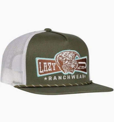 Lazy J Ranch Wear Diamond Banner Olive & White Trucker Cap OLVWHT4BANNER