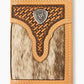 Ariat Mens Calf Hair Basket Weave Trifold Wallet Natural A3561748