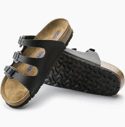 BIRKENSTOCK FLORIDA BLACK BIRKO-FLOR SOFT FOOTBED SANDAL