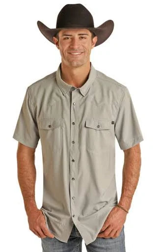 Rock & Roll Men's TEK Western Grey Short Sleeve Shirt