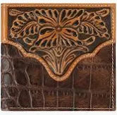 Ariat Large Brown Croco Floral Bifold Wallet
