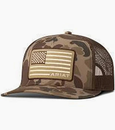 ARIAT BROWN CAMO FLAG HAT A300089802