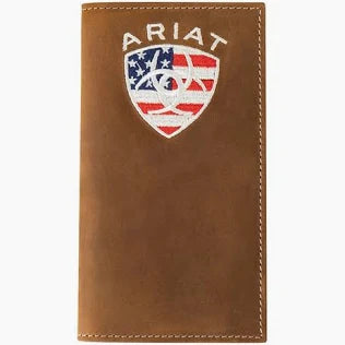Ariat American Flag Logo Aged Bark Rodeo Wallet A35547217