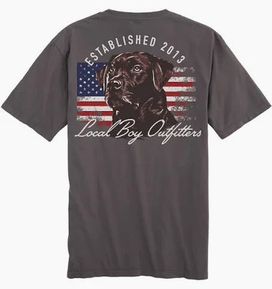 LOCAL BOY MEN'S Patriotic Pup T-Shirt-GRAY