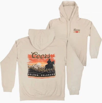 Coors Sunset in Golden Colorado Print Sand Pull-Over Hoodie