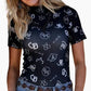 Cruel Denim Sheer Navy Branded Mesh Top CTK7533001