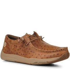 Roper Men's Tan Ostrich Print Lace-up Chukka Driving Moccasin