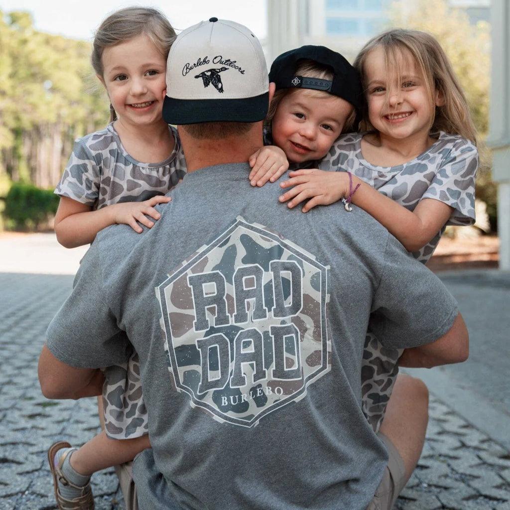 BURLEBO SS - Rad Dad Deer Camo - Dark Heather Grey