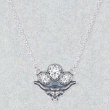 Silver-Tone Longhorn Necklace with Crystal Trio Accent