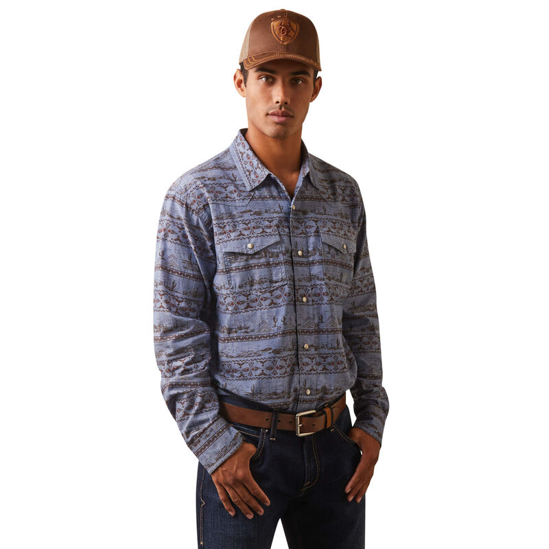 ARIAT MENS HADDINGTON RETRO SNAP LS SHIRT (DUSK GREEN)