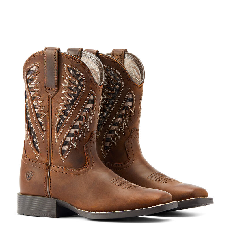 ARIAT YOUTH QUICKDRAW VENT TEK WESTERN BOOT (DISTRESSED TAN)