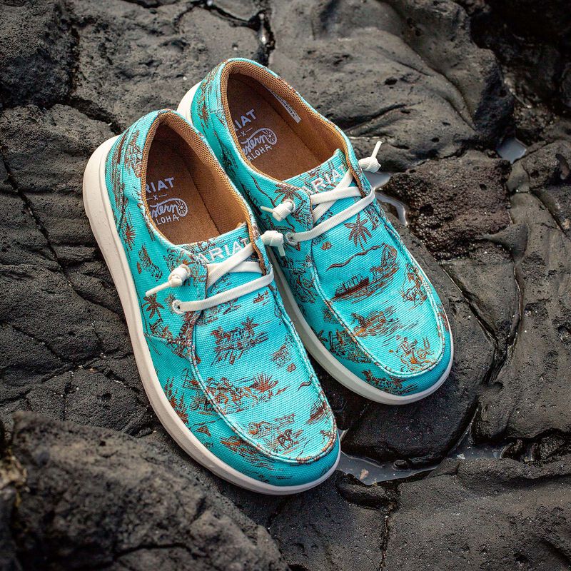 ARIAT WOMENS HILO WESTERN ALOHA (TURQUOISE PANIOLO PRINT)