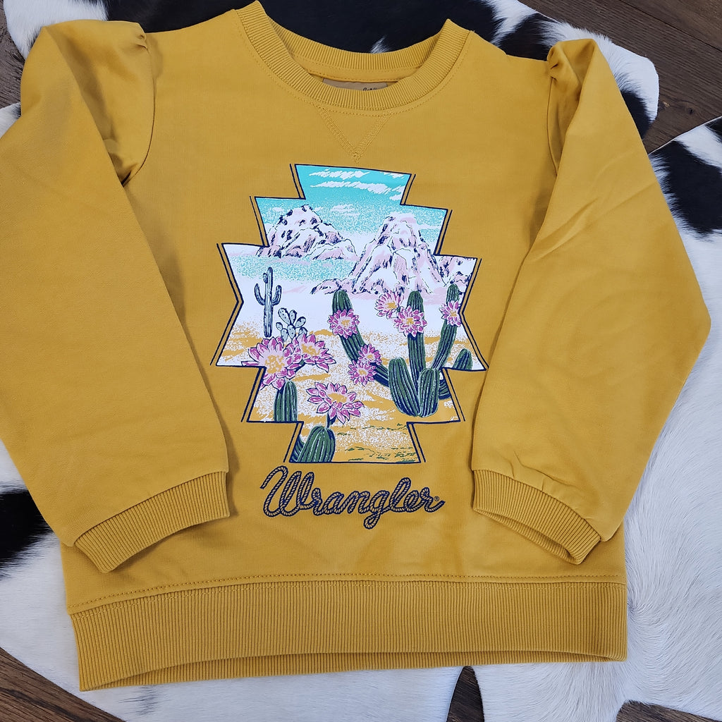 WRANGLER GIRLS DESERT CACTUS PULLOVER (MUSTARD/PURPLE)