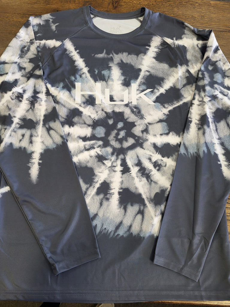 HUK MENS SPIRAL DYE PURSUIT LS SHIRT (VOLCANIC ASH)