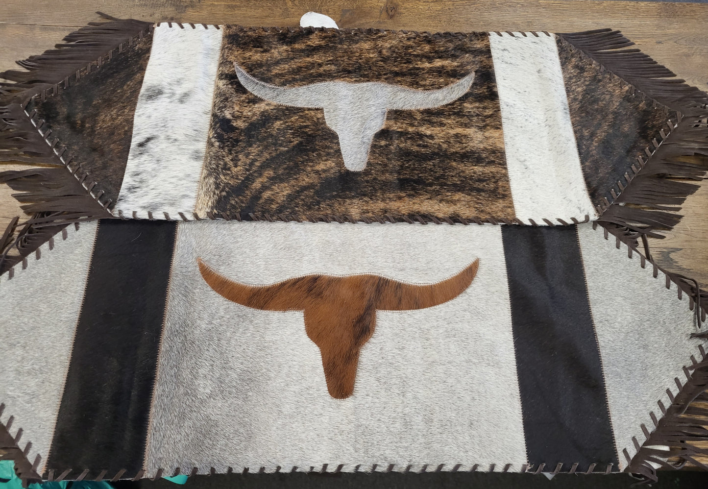 COWHIDE SMALL WIDE TABLE RUNNER