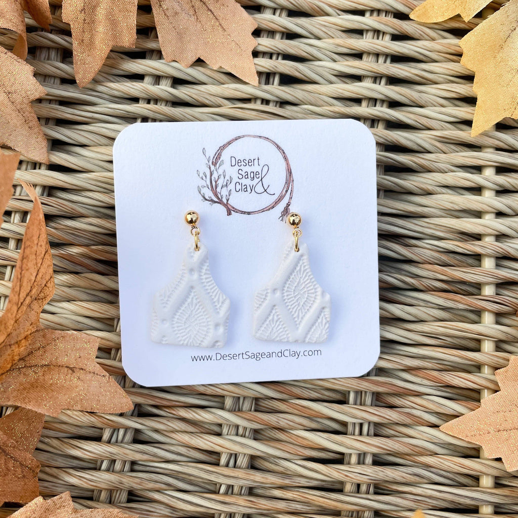 Western Clay Earring Cow Ear Tag