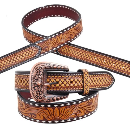 RAFTER T FLOWER TOOLING, BLACK INLAY COPPER BUCKLE