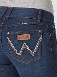 Wrangler Retro Women's Mae Dark Wash Mid Rise Trouser Leg Jeans