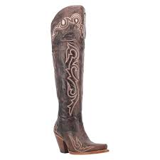 Dan Post Ladies Kommotion Chocolate Snip Toe Tall Leather Boot DP4342