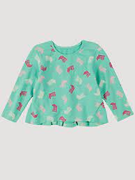 WRANGLER BABY GIRL LS COWBOY BOOT PRINT TOP