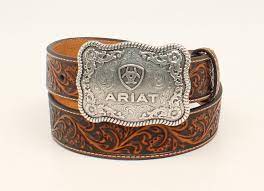 ARIAT MENS FLORAL TOOLED LEATHER BELT