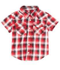 Wrangler Baby Boys SS Plaid Snap Front Shirt