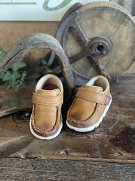 TWISTED X INFANT TAN LEATHER VELCRO DRIVING MOCS