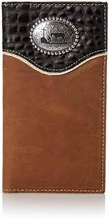 Nocona Western Croc Leather Rodeo Wallet/Checkbook Cover with Praying Cowboy