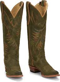 JUSTIN WOMENS CLARA OLIVE 15" SUEDE