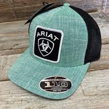 ARIAT MENS MESH BASEBALL PATCH HAT (GREEN/BLACK)