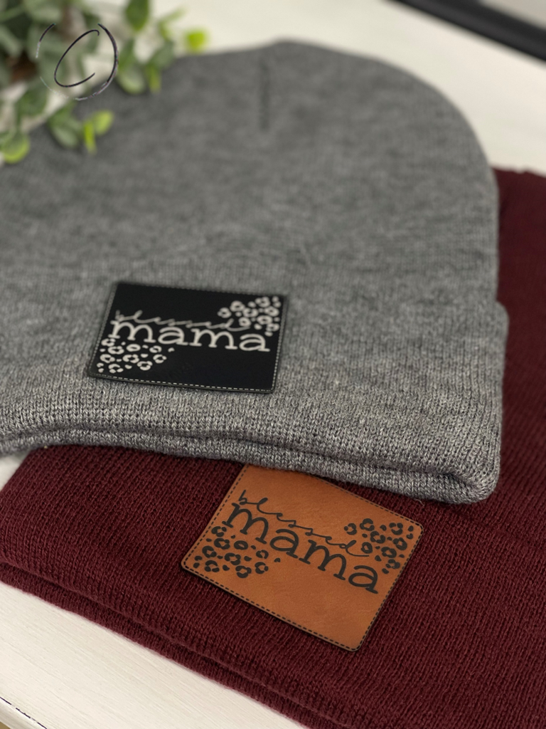 Leopard Blessed Mama Patch Beanie