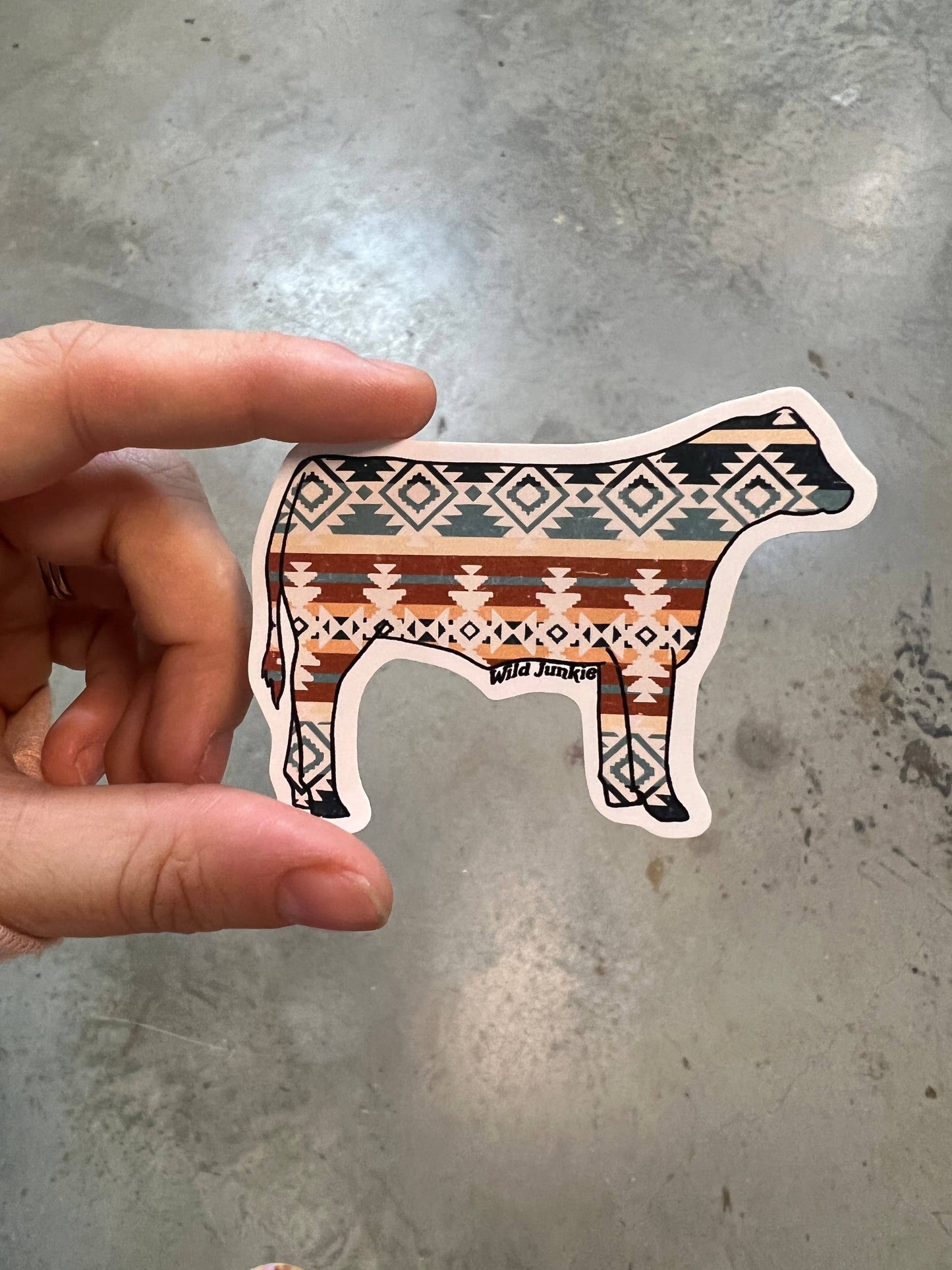 Aztec Cow Western Sticker