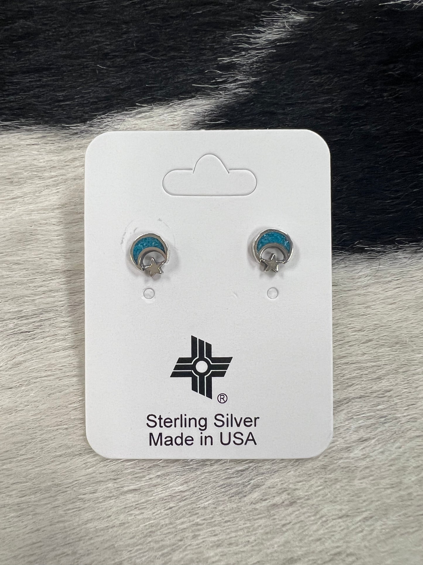 STERLING SILVER STAR/MOON STUDS