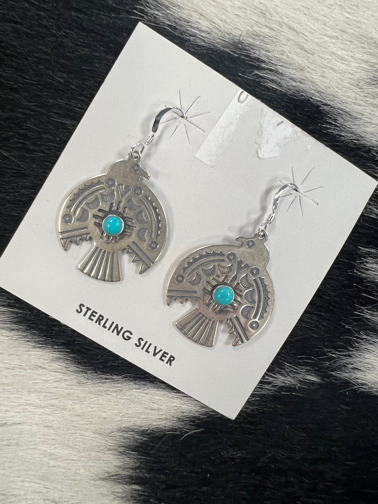 STERLING SILVER LARGE THUNDERBIRD/TURQUOISE DANGLE