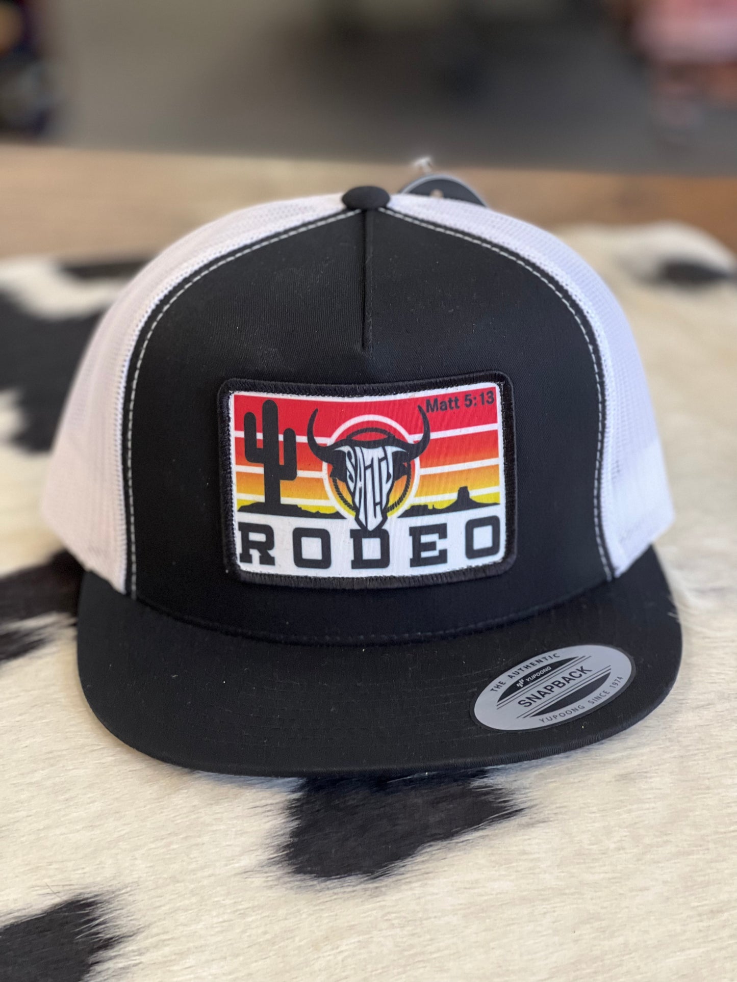 Salty Rodeo Co. Black & White Sunset Trucker Snapback Cap