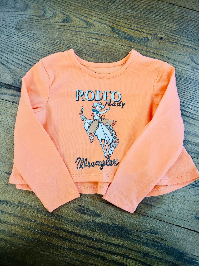 WRANGLER BABY GIRLS RODEO READY CORAL LONG SLEEVE